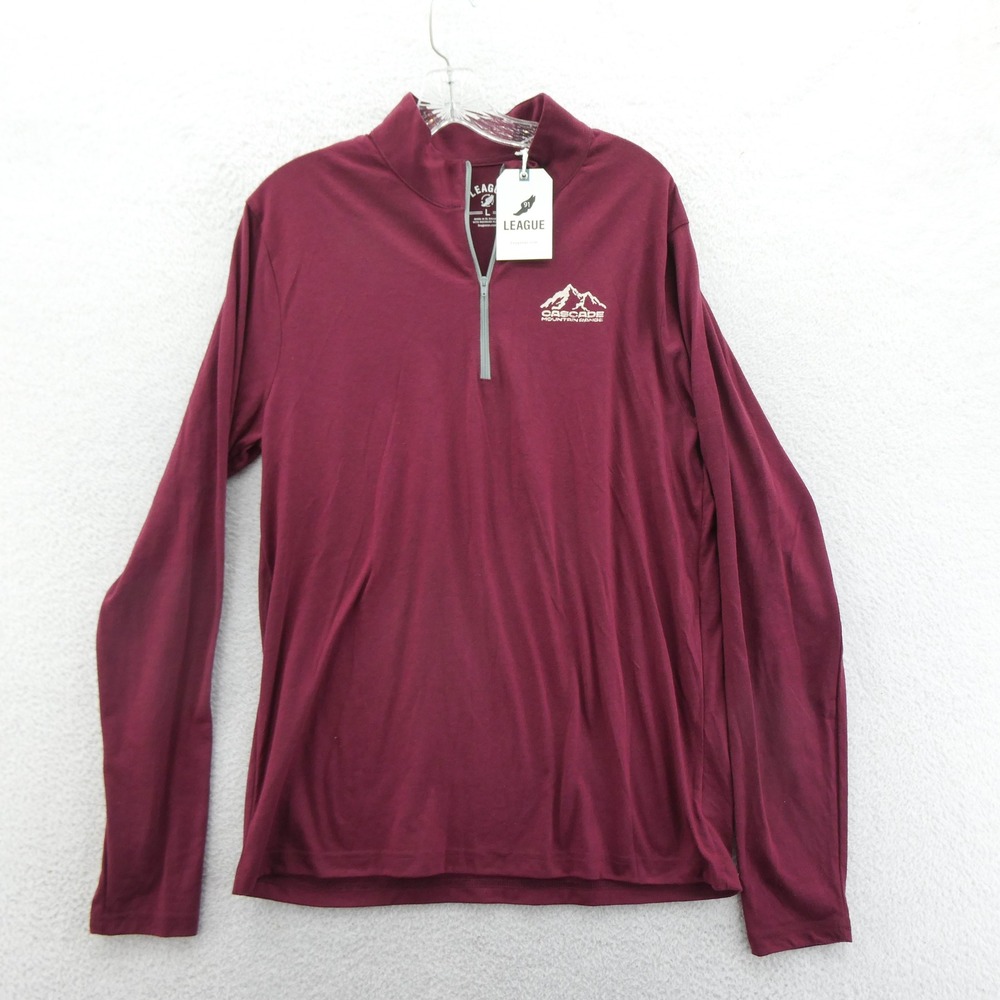 League 1/4 Zip Pullover Mens Large Cascade Mountain Range Maroon Recycled Poly